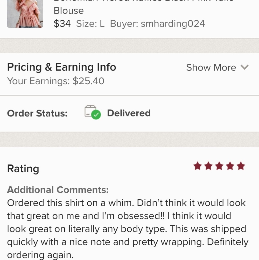 Bohemian Tiered Ruffles Blush Pink Tulle Blouse - Picture 5 of 5